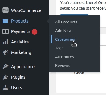 Setting up categories 1